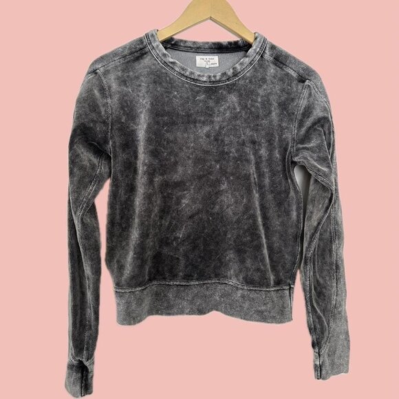Vintage-Inspired Rag & Bone XXS Velvet Cotton Sweatshirt - Picture 1 of 8